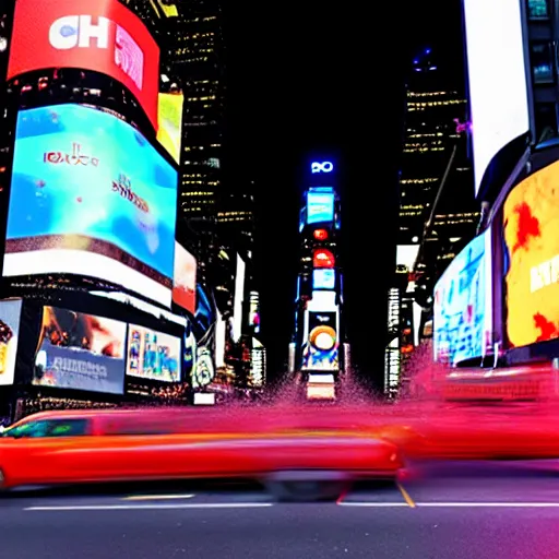 Image similar to uhd lovecraftian snot blobs the size of city buses rolling through time square