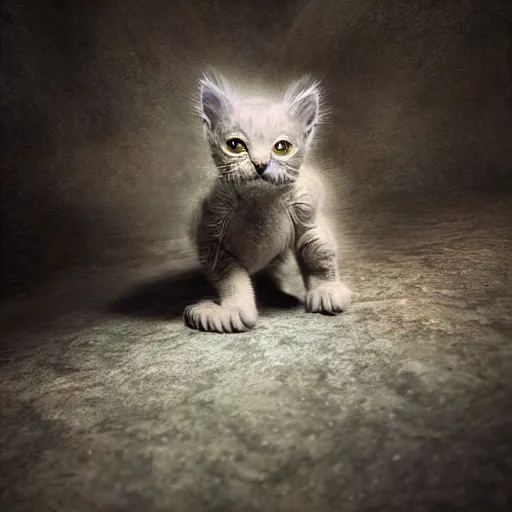 Prompt: full body pose, hyperrealistic photograph of a cute dragon kitten, dim volumetric lighting, 8 k, octane beautifully detailed render, extremely hyper detailed, intricate, epic composition, cinematic lighting, masterpiece, trending on artstation, very very detailed, stunning, hdr, smooth, sharp focus, high resolution, award, winning photo, dslr, 5 0 mm