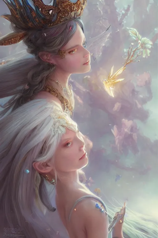 Image similar to fairy princess, highly detailed, d & d, fantasy, highly detailed, digital painting, trending on artstation, concept art, sharp focus, illustration, art by artgerm and greg rutkowski and fuji choko and viktoria gavrilenko and hoang lap