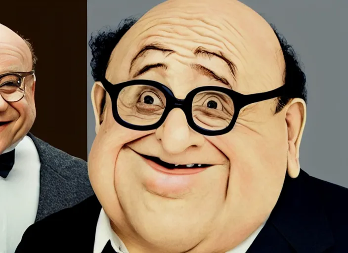 Image similar to photo of humpty dumpy with the face of danny devito