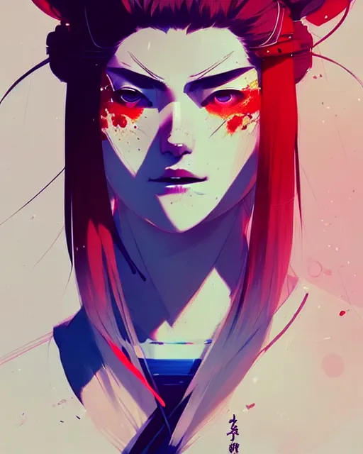 Image similar to a ultradetailed beautiful panting of a stylish woman samurai, by conrad roset, greg rutkowski and makoto shinkai, trending on artstation