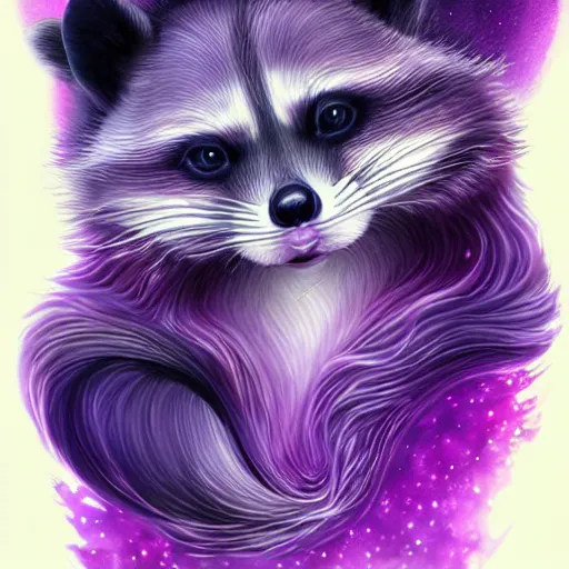 Image similar to purple raccoon in the stars in the style of Anna Dittman