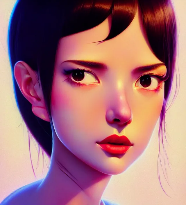 Prompt: a beautiful young petite slender latina shoegaze singer with head bent back. focus on neck. optical illusion art by ilya kuvshinov lois van baarle ross tran range murata artgerm katsuhiro otomo norman rockwell. highly detailed intricately sharp focus mystically trending deviantart, pinterest, vogue italia, unreal engine 5, 4 k uhd image