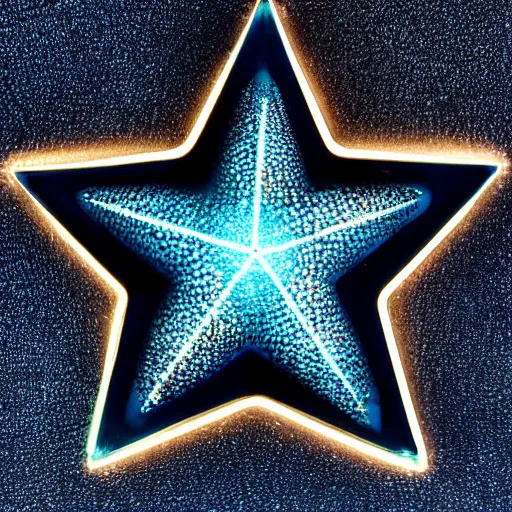 Image similar to dark blue glowing ceramic star shape, photograph