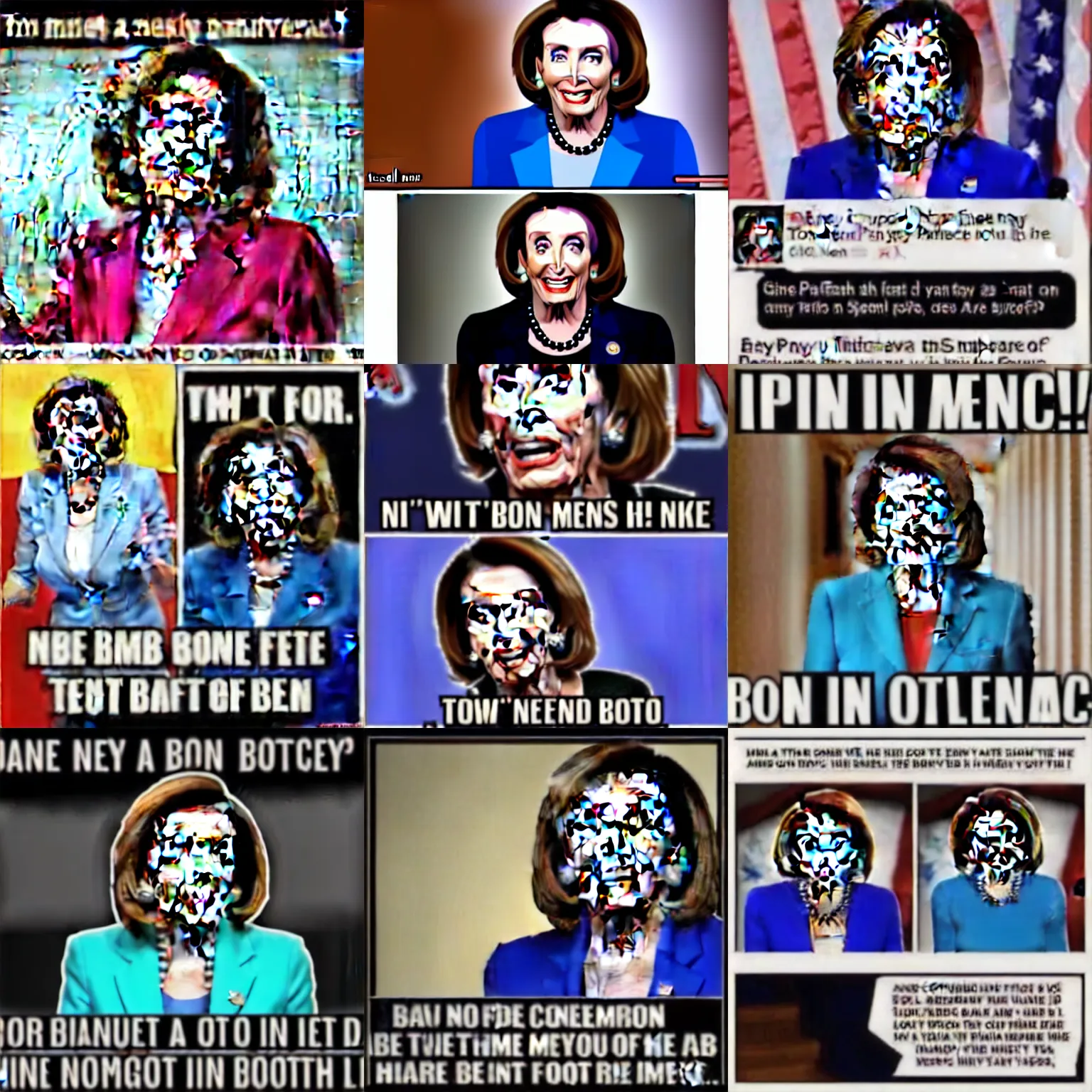 Prompt: a hilarious conservative Nancy Pelosi meme, iFunny Impact font bottom text