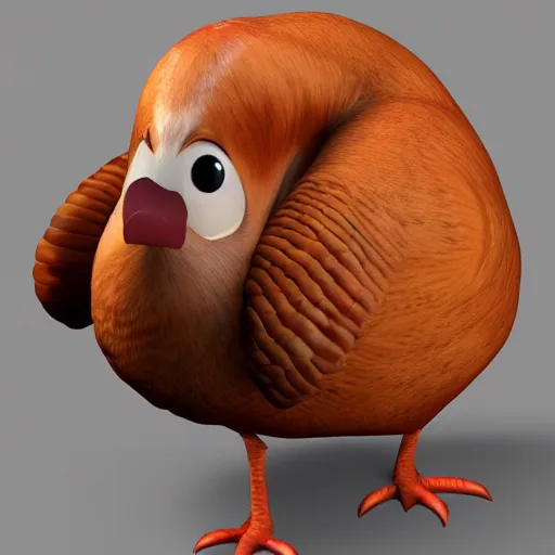 Prompt: 3d render of a turkey, pixar