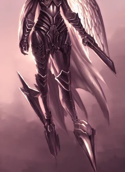 Image similar to concept art. angel knight girl. artstation trending. highly detailed