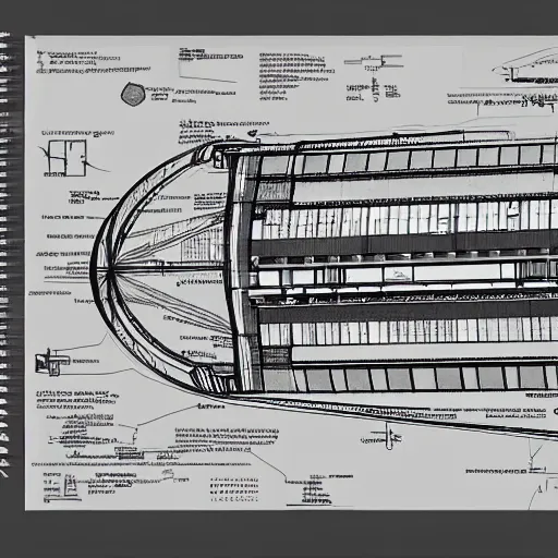 Image similar to synchrotron's blueprint as Da Vinci sketch