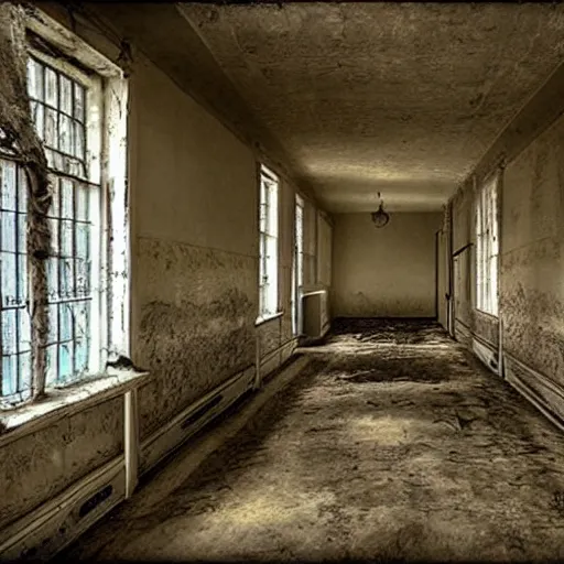 Prompt: an ominous lunatic insane asylum