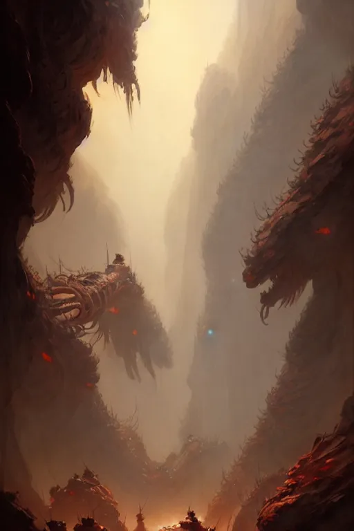 Image similar to cave centipede by bayard wu, anna podedworna, gaston bussiere, greg rutkowski