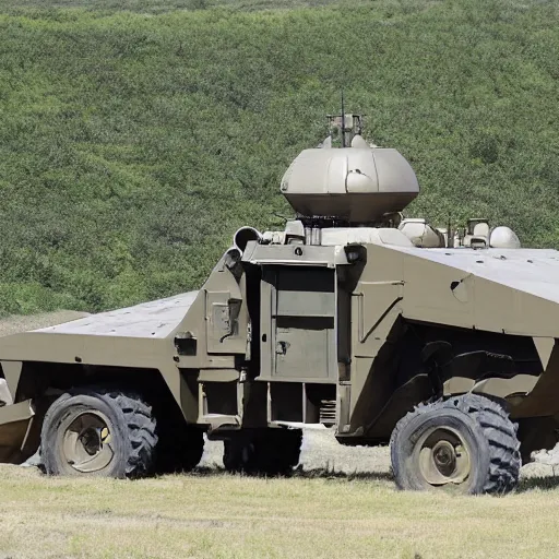 Prompt: armored tractor mounted with AGM-88 missiles