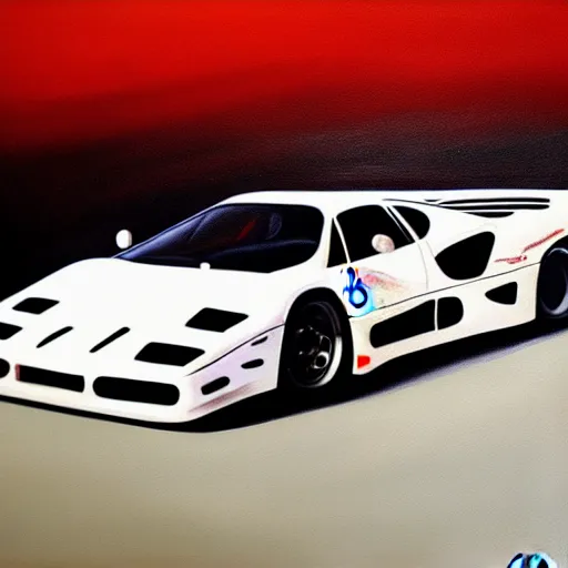 Image similar to a oil painting of a front view ferrari f - 4 0 in white background, cinematic, epic composition, hd, digital painting, digital art, masterpiece, award - winning