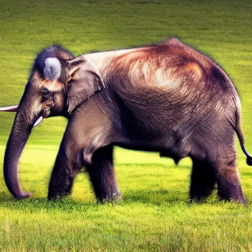 Prompt: hairy fuzzy asian elephant hd nature photography