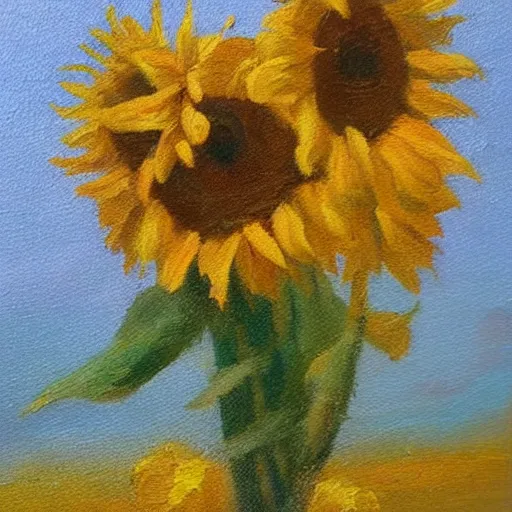 Prompt: 🌻, oil painting,