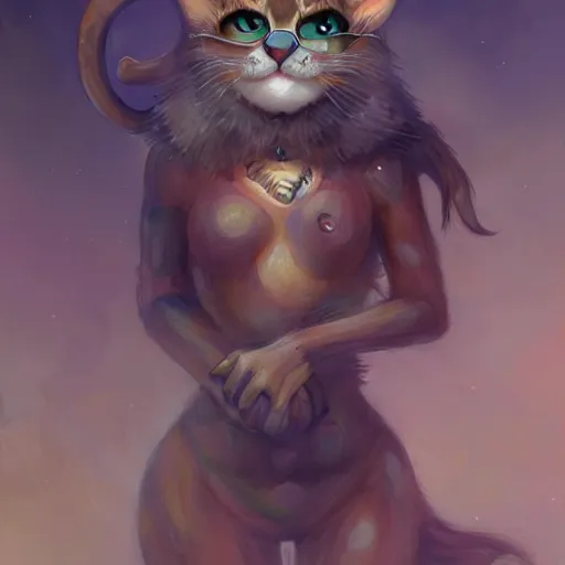 Image similar to cat seahorse shapeshifter, humanoid fursona by Peter Mohrbacher and Louis Wain, furaffinity, trending on artstation