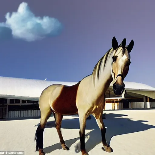 Image similar to a horse got on top of the roof of a plane, and flies it to the maldives, the islands, style of photorealism,