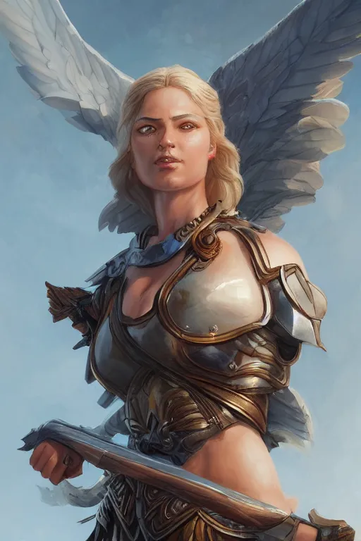 Image similar to amazon valkyrie athena, d & d, fantasy, portrait, highly detailed, headshot, digital painting, trending on artstation, concept art, sharp focus, illustration, art by artgerm and greg rutkowski and magali villeneuve