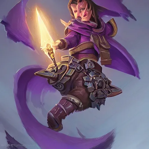 Image similar to violet daggers, hearthstone weapon card art, by greg rutkowski