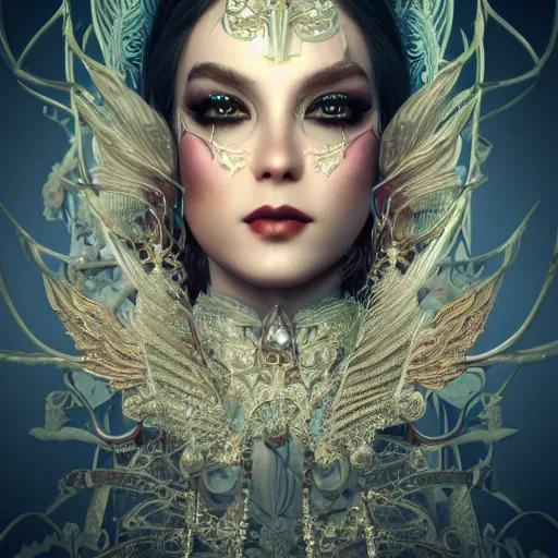 Prompt: portrait of princess of evil, beautiful, attractive, glowing, ornate and intricate, jaw dropping, dynamic lighting, fairy tale, intricate and detailed, 4 k octane render