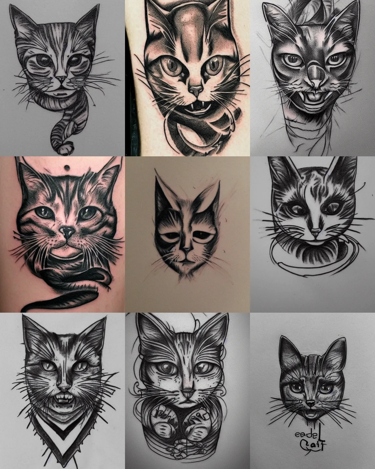 Prompt: evil cat tattoo sketch