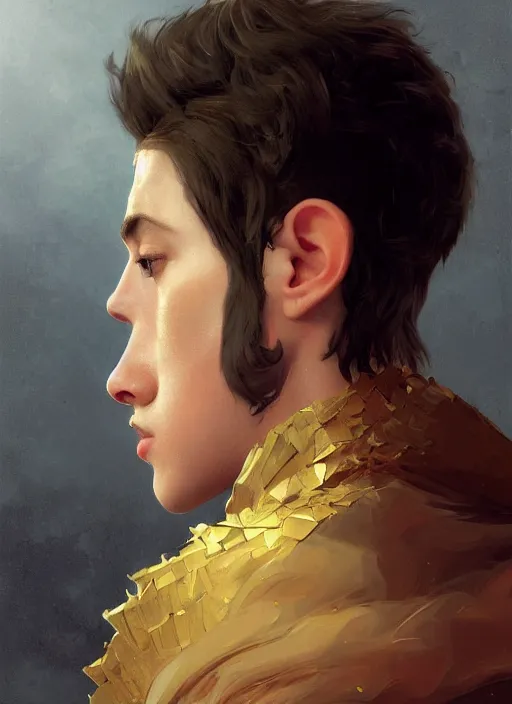 Image similar to character concept portrait of an attractive young princely Spanish wizard with golden skin enchanting a mutilating curse, a floating iridescent spell book in the center, intricate, elegant, digital painting, concept art, smooth, sharp focus, illustration, from Metal Gear, by Ruan Jia and Mandy Jurgens and William-Adolphe Bouguereau, Artgerm