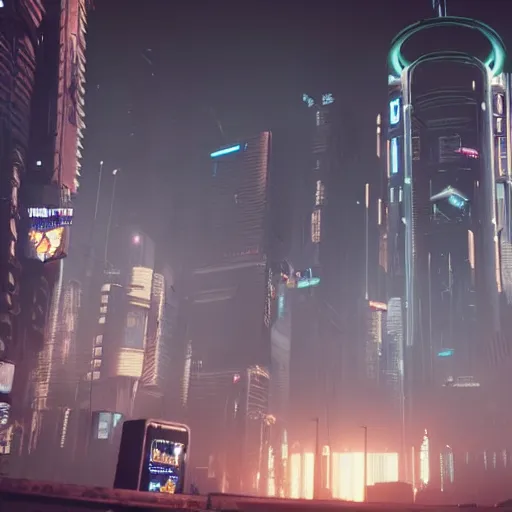 Image similar to tallneck in cyberpunk city