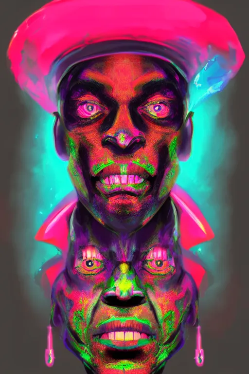 Image similar to portrait of baron samedi | cyber neon lights | digital painting | artstation