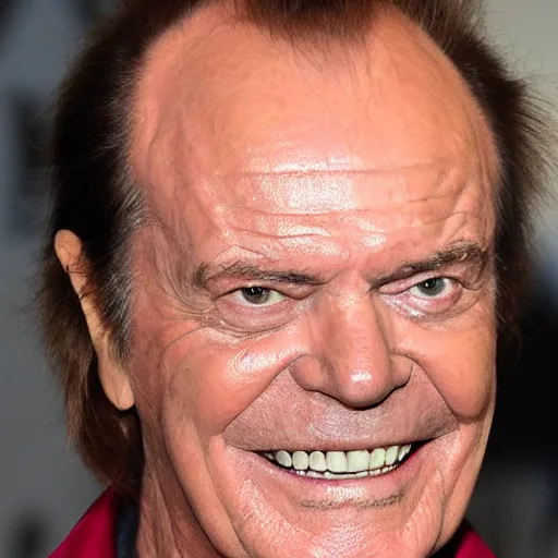 Image similar to Jack Nicholson is playing David Bowie in the new biographical movie, face makeup, grin