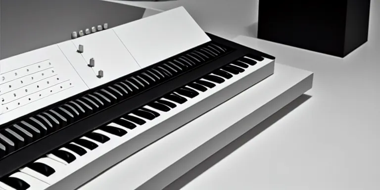 Image similar to dezeen showroom , minimalissimo, archdaily, ignant, teenage engineering moad, mother of all decks, product design concept, product shot of moog melotron synthesizer made by jony ives , dieter rams, 8k, high detailed photo