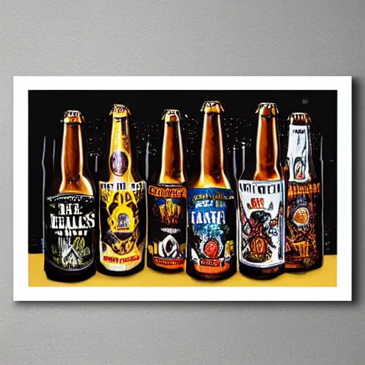 Image similar to beer bottle album art, cover art, still life, poster, the beatles