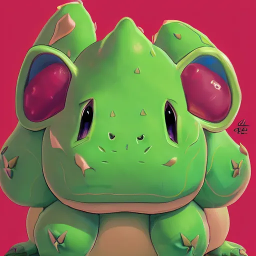 Prompt: aesthetic portrait of bulbasaur, hyperrealistic, super cute, character design, artstation, 4 k, ultra detailed digital art