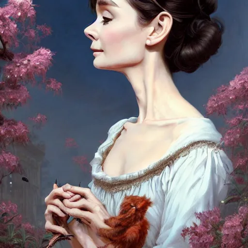 Image similar to audrey hepburn in an epic victorian novel, various backgrounds, intricate, elegant, highly detailed, digital painting, artstation, matte, illustration, art by artgerm, greg rutkowski, loish, rhads, ferdinand knab, makoto shinkai, lois van baarle, ilya kuvshinov, rossdraws, tom bagshaw