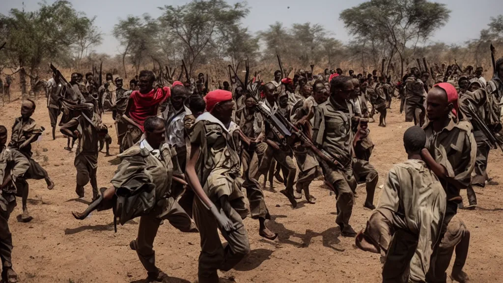 Image similar to ethiopian civil war, red terror, wide angle, new york times