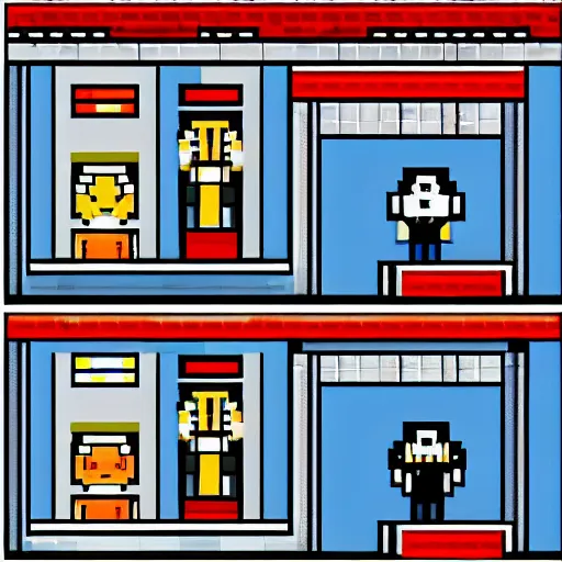 Prompt: pixel art video game of donald trump getting arrested by fbi