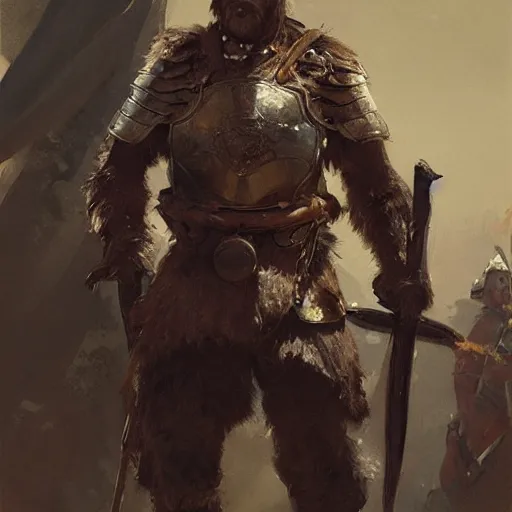 Prompt: portrait of warrior otter, shiny armor, by lindsey kustusch, anders zorn, greg rutkowski.