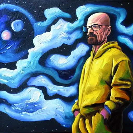 Prompt: walter white planet, oil painting, detailed, brush strokes, vivid