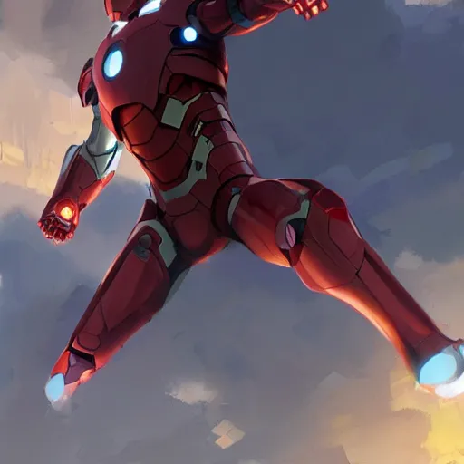 Prompt: concept art of Iron Man, character concept, by Makoto Shinkai