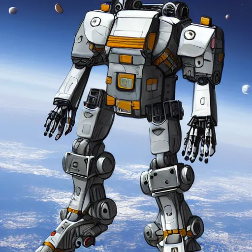 Prompt: realistic giant mech in space