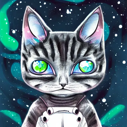 Image similar to a cute galactic alien kitten, hyper detailed, digital art