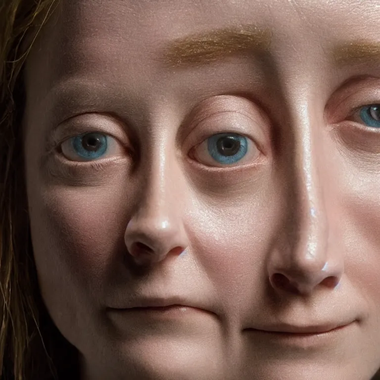 Image similar to beautiful close - up studio photograph of colorful postmodern portrait sculpture of jodie foster disappointed, beautiful symmetrical face accurate face detailed face realistic proportions, made of spray - painted beeswax on a pedestal by ron mueck and matthew barney and greg rutkowski, hyperrealism intense cinematic lighting shocking detail 8 k