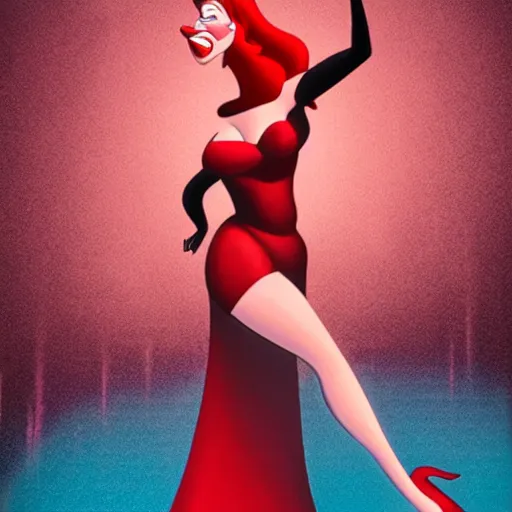 Prompt: jessica rabbit dancing in the spotlight