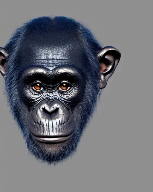 Image similar to gold, blue, very detailed illustration of a chimpanzee, 3 d, 8 k, extremely detailed, artstation