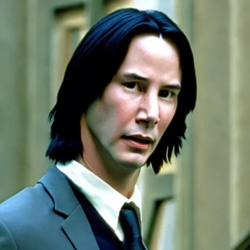 Image similar to Film Still of a Young Keanu Reeves playing a Young Severus Snape in Harry Potter, Film Still, realistic, hyperrealistic, very realistic, very very realistic, highly detailed, very detailed, extremely detailed, detailed, detailed face, very detailed face, very detailed face, realism, HD Quality, 8k resolution, intricate details, body and head in frame, Real Life