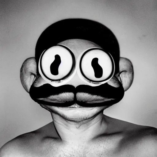 Image similar to portrait of Pepe the frog with salvadore dali mustache, photography by Cecil Beaton, glamorous Hollywood style lighting, black and white, photorealistic