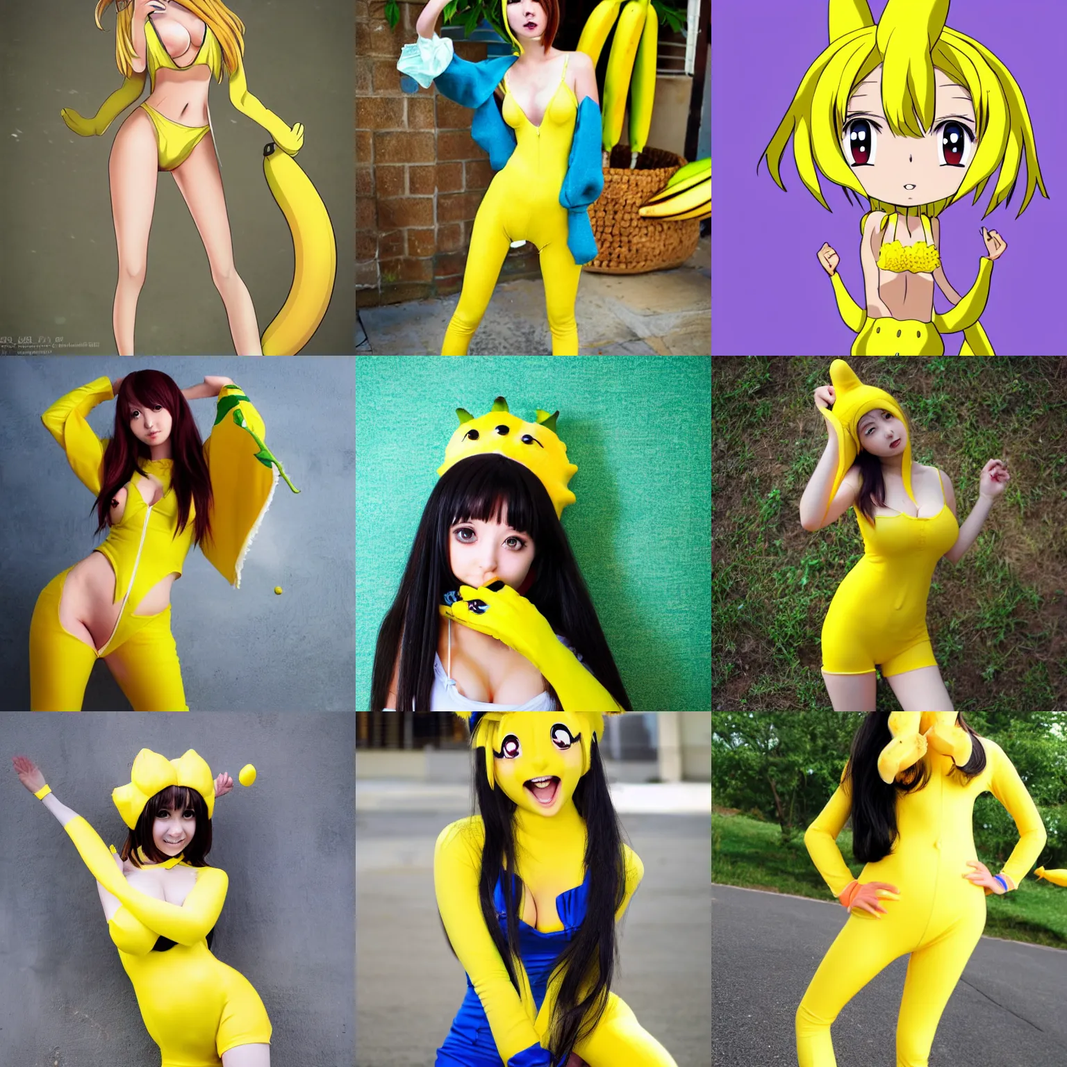 Prompt: anime girl in banana suit