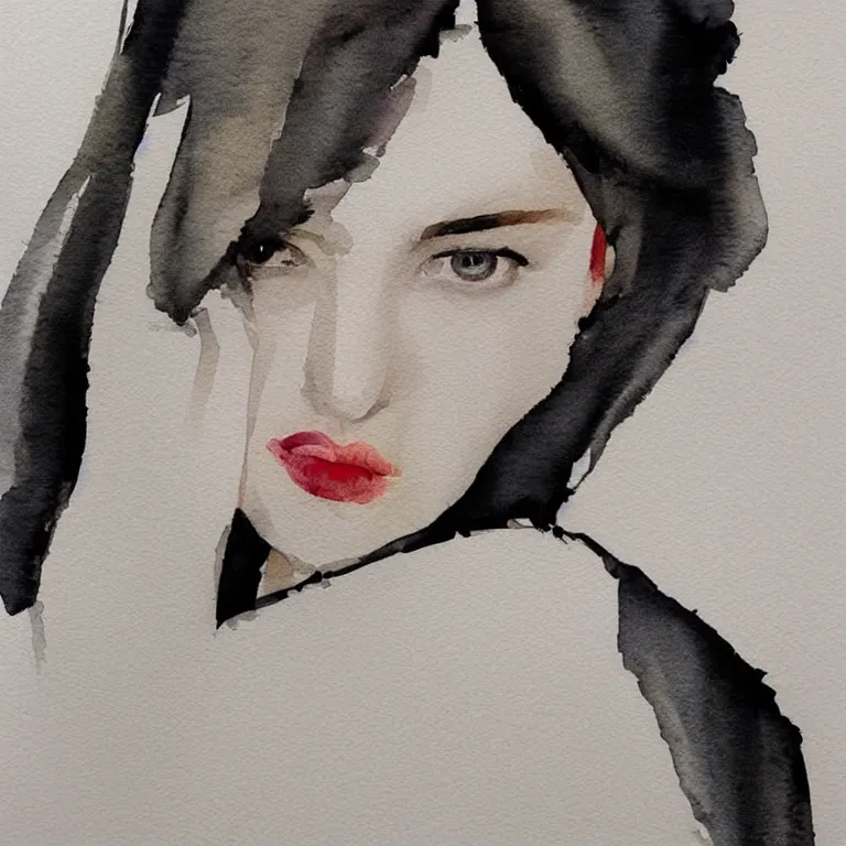 Image similar to beautiful face woman, grey, colorless and silent, watercolor portraits by Luke Rueda Studios and David downton