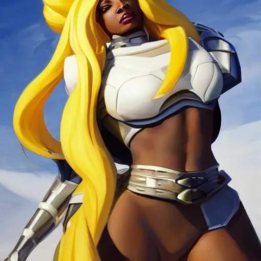 Image similar to greg manchess portrait painting of partially armored ororo munroe alias storm as overwatch character, medium shot, asymmetrical, profile picture, organic painting, sunny day, matte painting, bold shapes, hard edges, street art, trending on artstation, by huang guangjian and gil elvgren and sachin teng