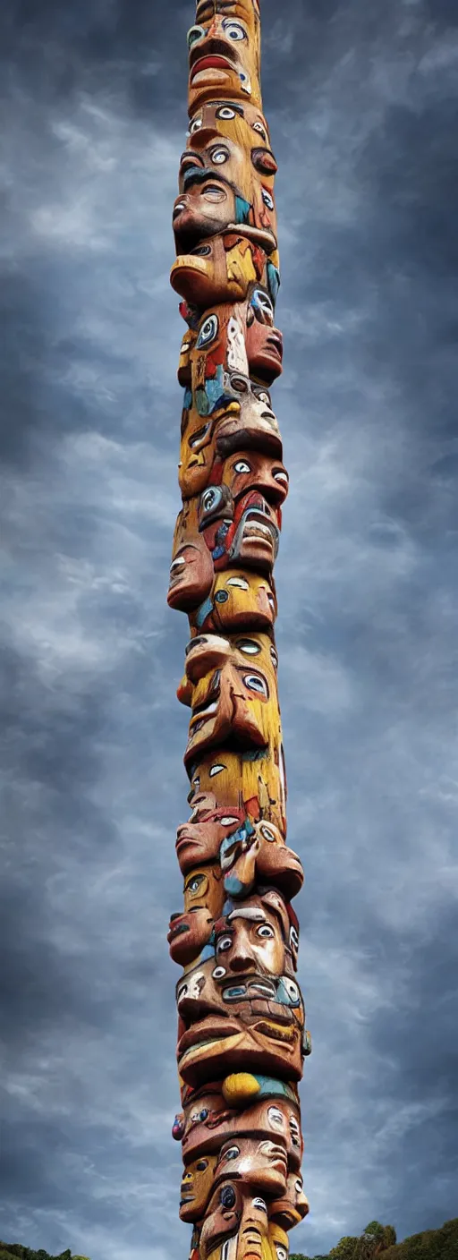 Prompt: totem pole fractal by callebaut, erik johansson, kim keever,