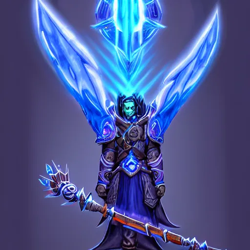 Image similar to bright weapon of warcraft blizzard wizard staff art, a spiral magical wizard staff. bright art masterpiece artstation. 8k, sharp high quality illustration in style of Jose Daniel Cabrera Pena and Leonid Kozienko, blue colored theme, concept art by Tooth Wu,