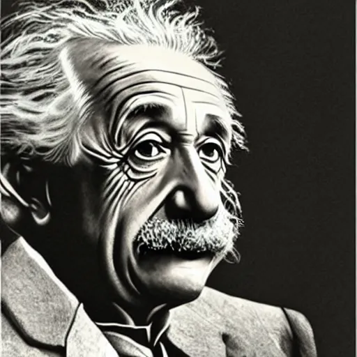 Prompt: albert einstein, by maurits cornelis escher